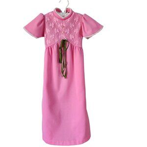Vtg Prairie Heirloom Dress Heart Neck Lace Cottage Core Princess Costume Doll